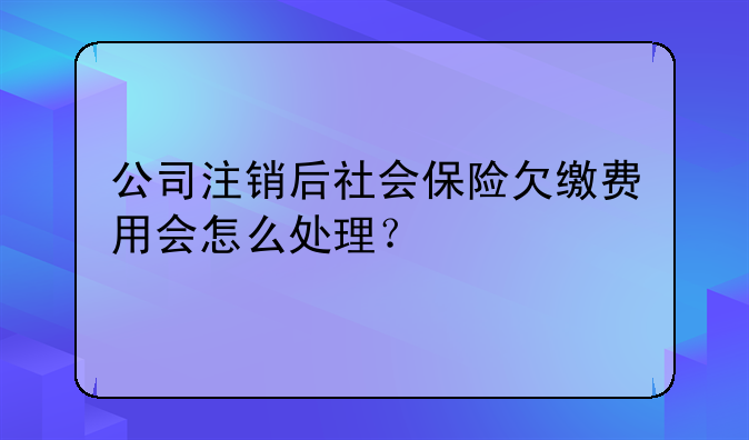 公司注销后社会保险欠缴费用会怎么处理？