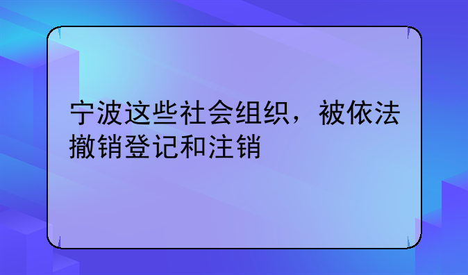 宁波这些社会组织,被依法撤销登记和注销