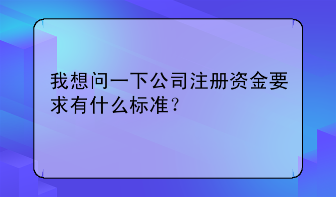 我想问一下公司注册资金要求有什么标准？