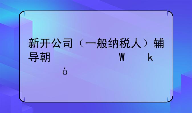 新开公司（一般纳税人）辅导期如何做账？