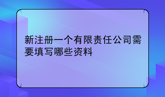 新注册一个有限责任公司需要填写哪些资料