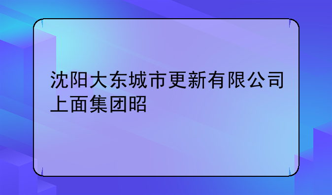 沈阳大东城市更新有限公司上面集团是什么