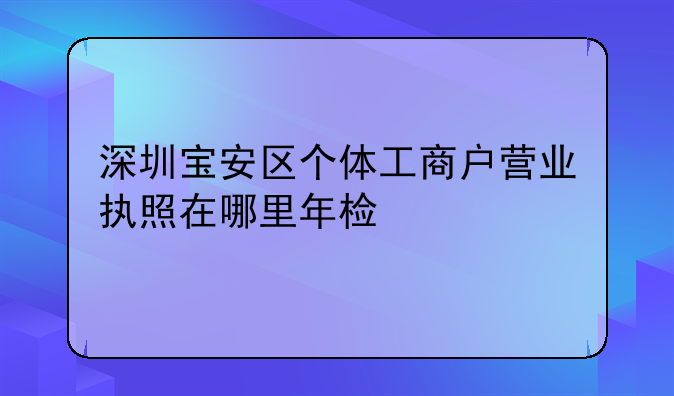 深圳宝安区个体工商户营业执照在哪里年检