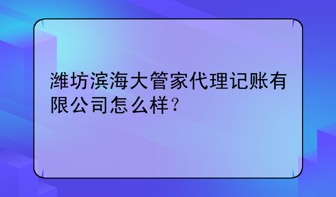 潍坊滨海大管家代理记账有限公司怎么样？