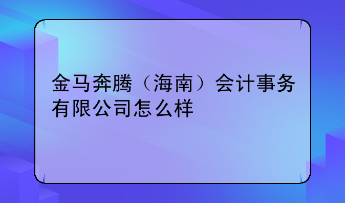 金马奔腾（海南）会计事务有限公司怎么样