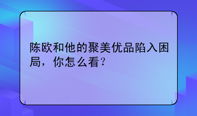 新媒体运营是什么、陈欧和他的聚美优品陷入困局，你怎么看？