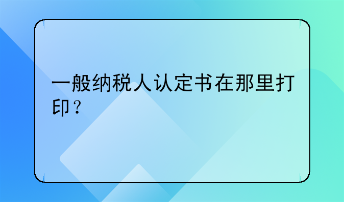 一般纳税人认定书在那里打印?