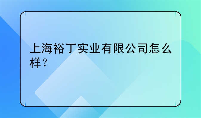 上海裕丁实业有限公司怎么样?