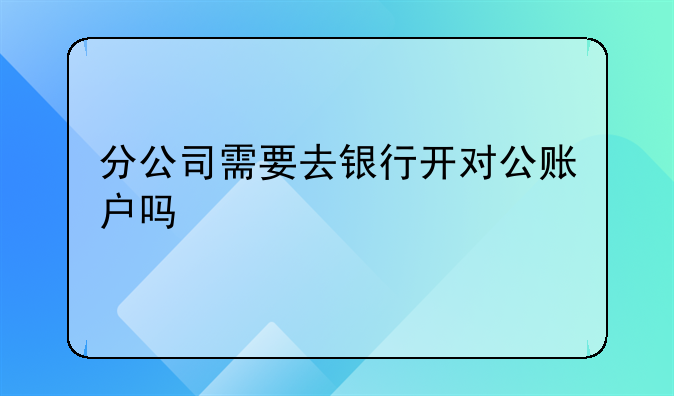 分公司需要去银行开对公账户吗