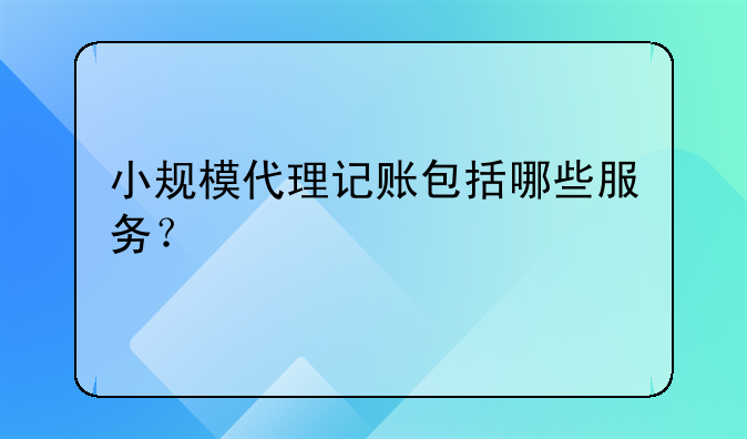小规模代理记账包括哪些服务?