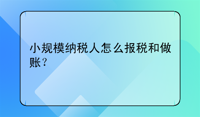 小规模纳税人怎么报税和做账?