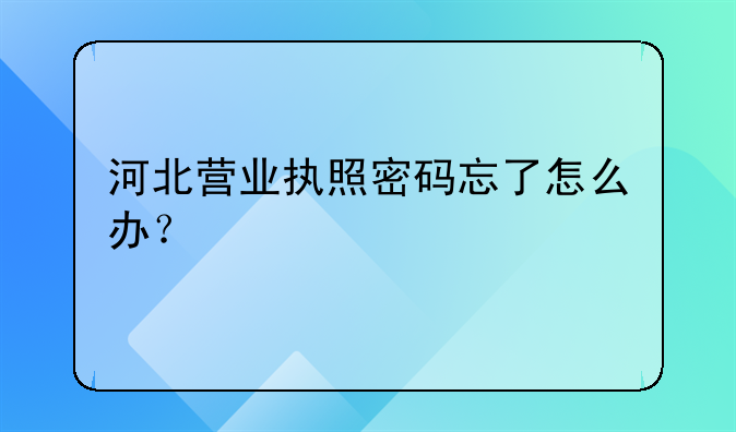 河北营业执照密码忘了怎么办?
