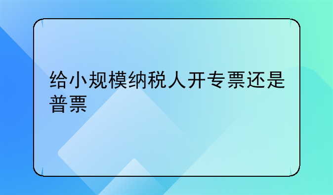 给小规模纳税人开专票还是普票
