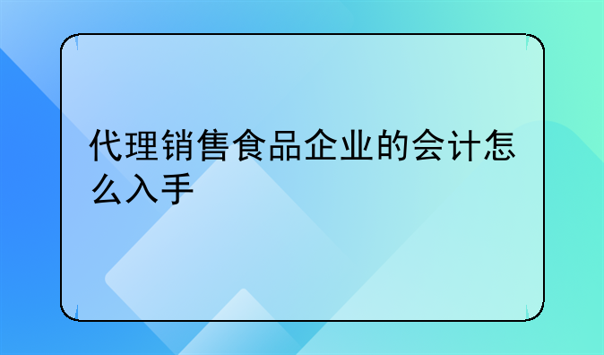 代理销售食品企业的会计怎么入手