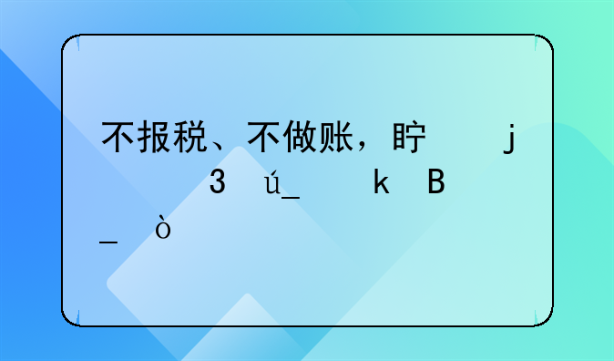不报税、不做账，真的行得通吗？