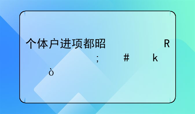 个体户进项都是费用票怎么做账？