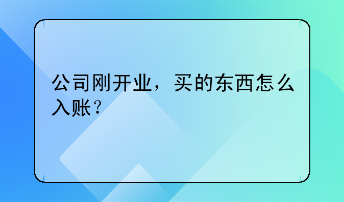 公司刚开业,买的东西怎么入账?