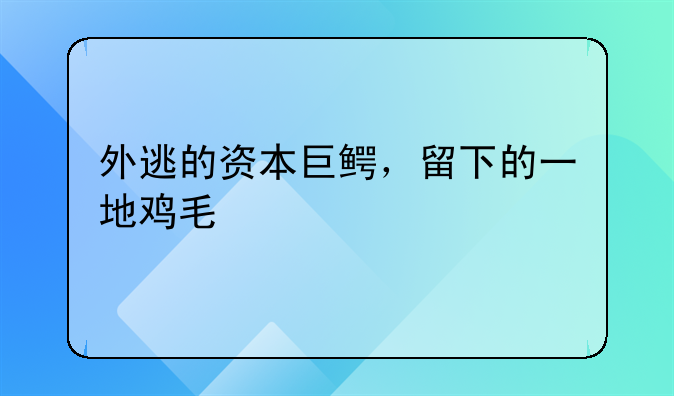 外逃的资本巨鳄，留下的一地鸡毛