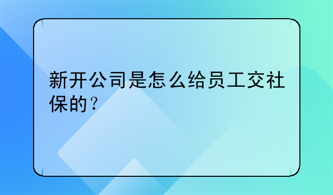 新开公司是怎么给员工交社保的?