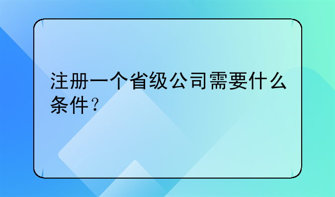 注册一个省级公司需要什么条件？