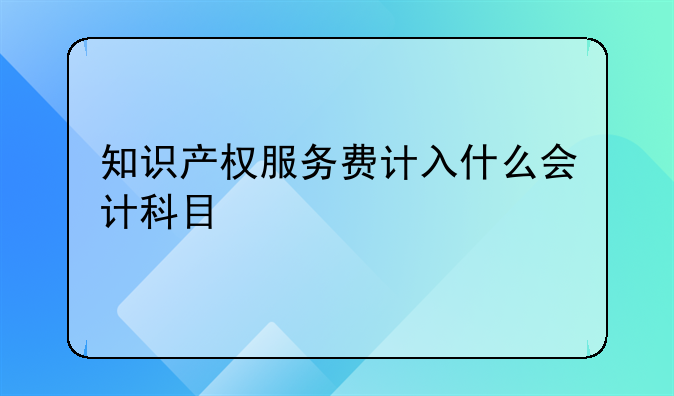 知识产权服务费计入什么会计科目