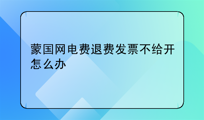 蒙国网电费退费发票不给开怎么办