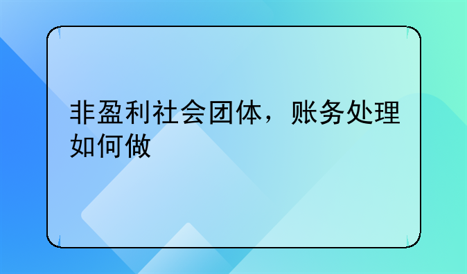 非盈利社会团体，账务处理如何做