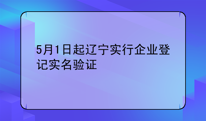 5月1日起辽宁实行企业登记实名验证