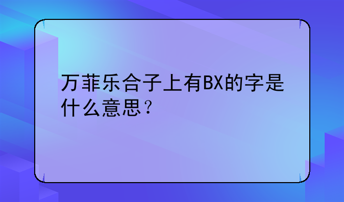 万菲乐合子上有BX的字是什么意思？