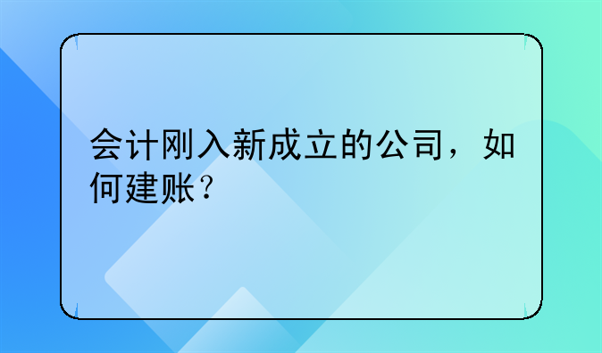 会计刚入新成立的公司，如何建账？