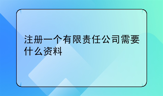 注册一个有限责任公司需要什么资料