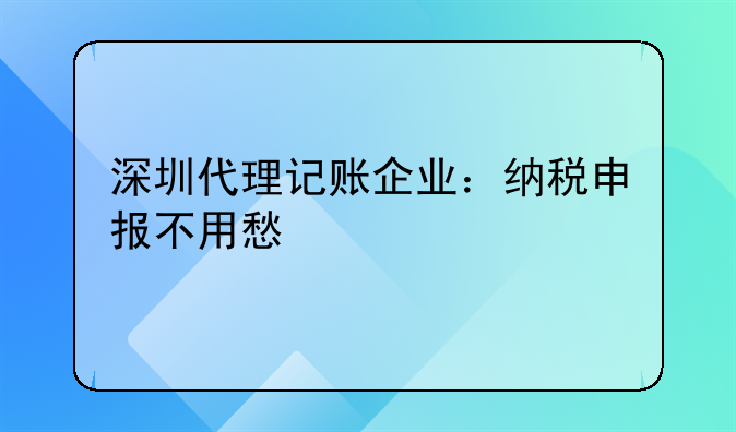 深圳代理记账企业：纳税申报不用愁