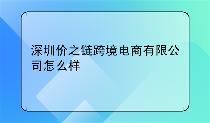深圳价之链跨境电商有限公司怎么样