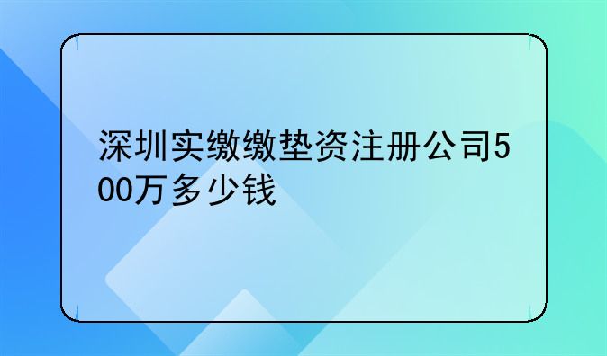 深圳实缴缴垫资注册公司500万多少钱