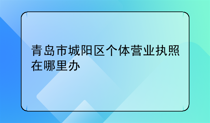 青岛市城阳区个体营业执照在哪里办