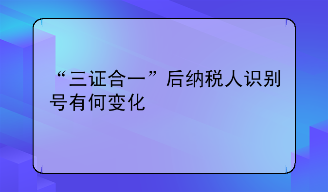 “三证合一”后纳税人识别号有何变化
