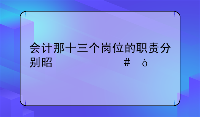 会计那十三个岗位的职责分别是什么？