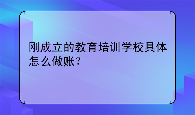 刚成立的教育培训学校具体怎么做账？
