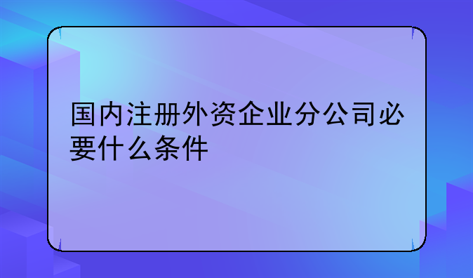 国内注册外资企业分公司必要什么条件