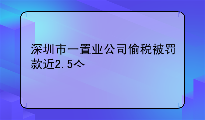 深圳市一置业公司偷税被罚款近2.5亿元