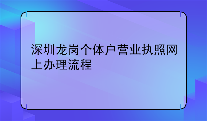 深圳龙岗个体户营业执照网上办理流程