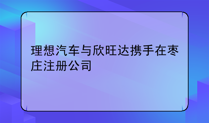 理想汽车与欣旺达携手在枣庄注册公司