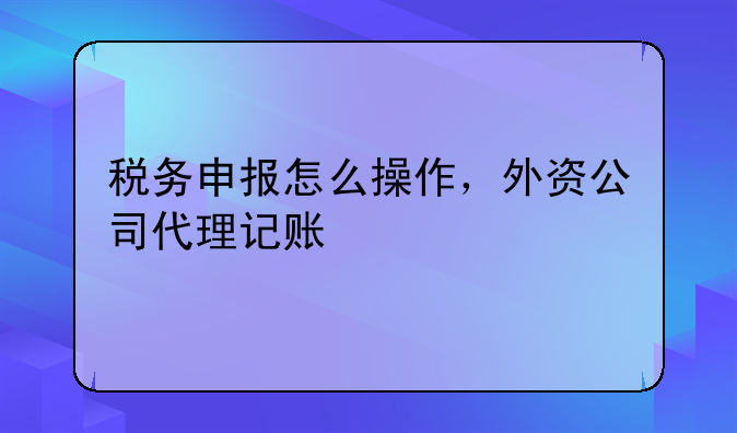 税务申报怎么操作，外资公司代理记账