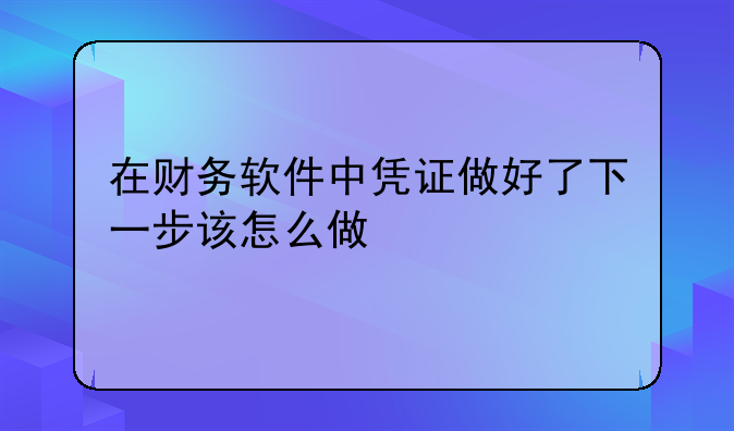 在财务软件中凭证做好了下一步该怎么做