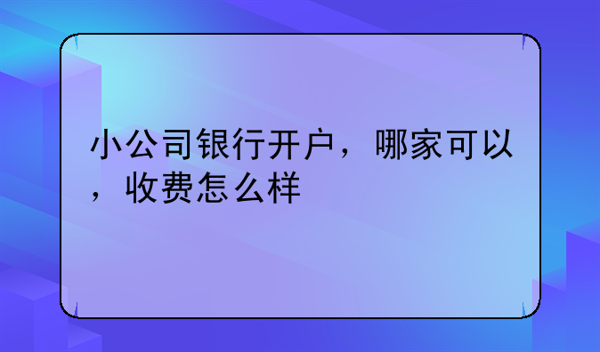 小公司银行开户,哪家可以,收费怎么样
