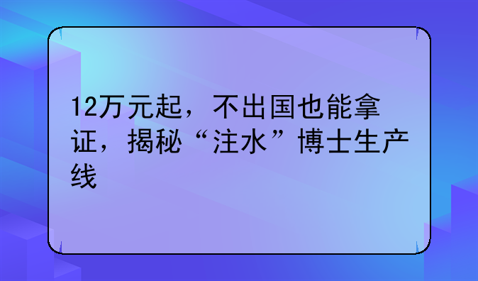12万元起，不出国也能拿证，揭秘“注水”博士生产线