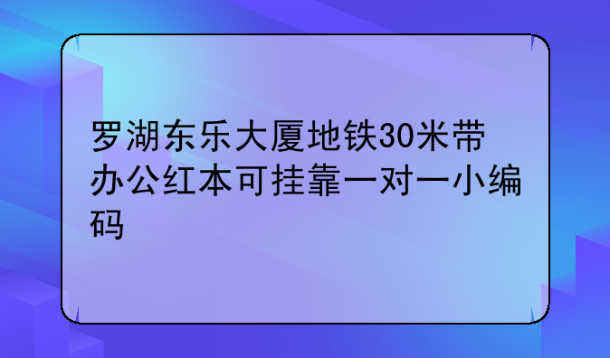 罗湖东乐大厦地铁30米带办公红本可挂靠一对一小编码