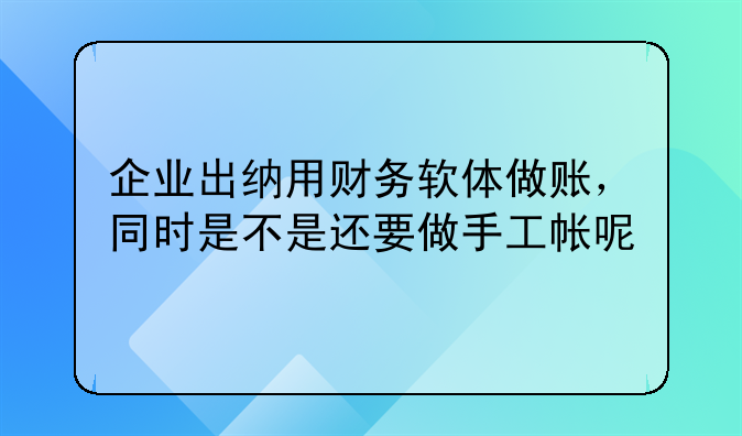 企业出纳用财务软体做账,同时是不是还要做手工帐呢