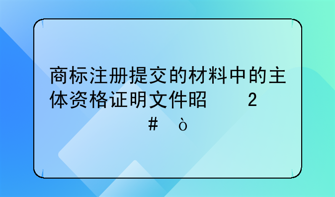 商标注册提交的材料中的主体资格证明文件是指什么？