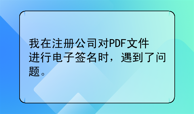 我在注册公司对PDF文件进行电子签名时，遇到了问题。